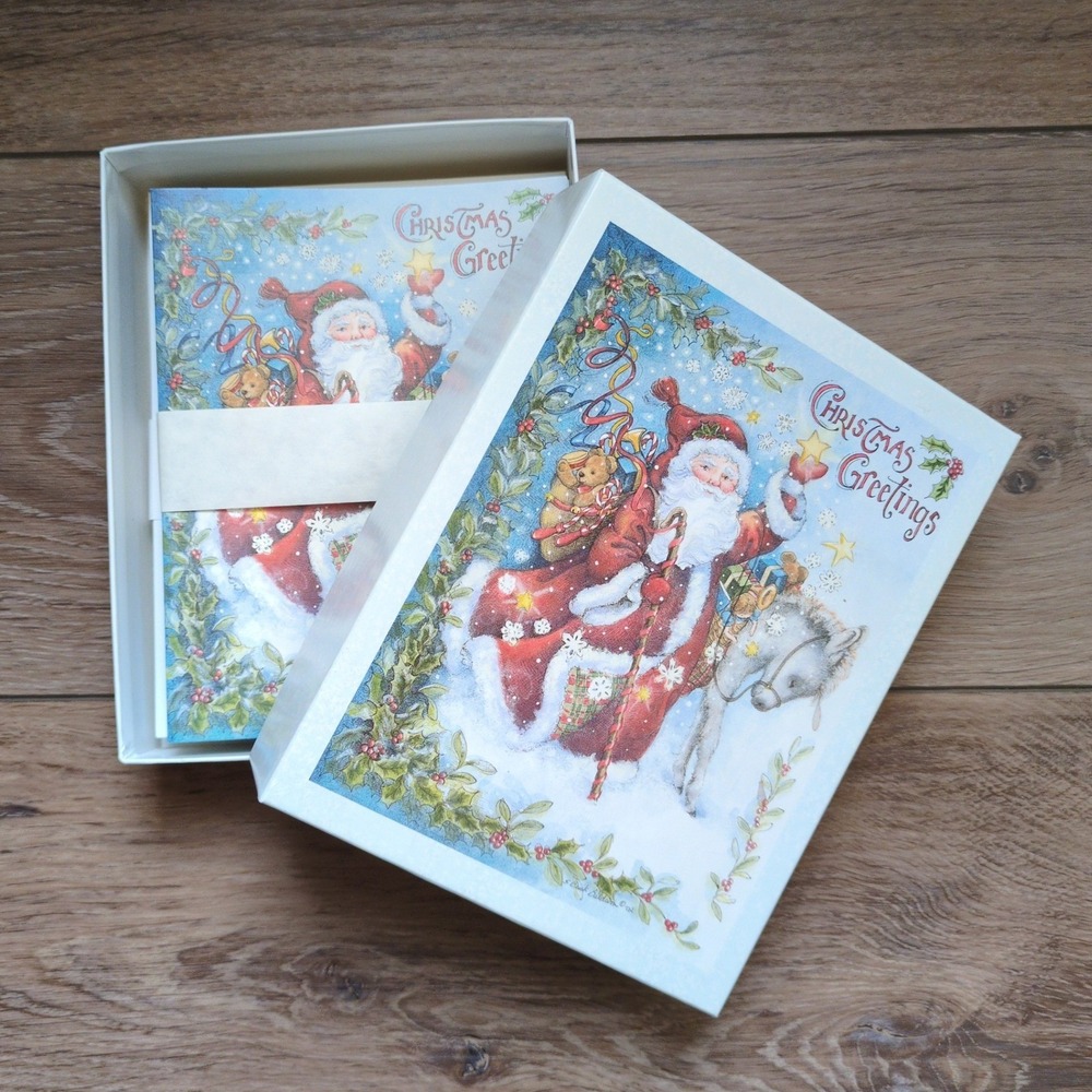 Vtg Y2K Main Street Press Santa Christmas Cards Sherri Buck Baldwin 19 Count